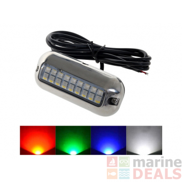 Multi Coloured LED Underwater Light with Stainless Steel Trim Ring 1.2W