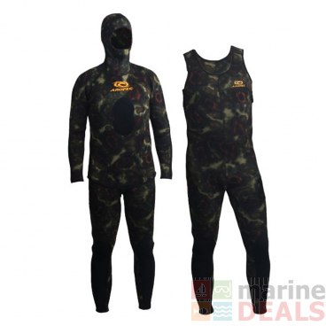 Aropec Open Cell Camouflage Mens Spearfishing Wetsuit 3.5mm 2pc 2XL