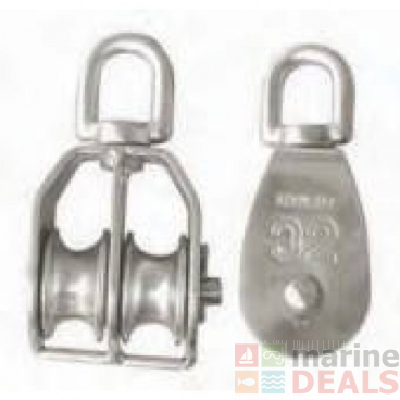 Cleveco 316 Stainless Steel Block Single Sheave with Becket Swivel Eye