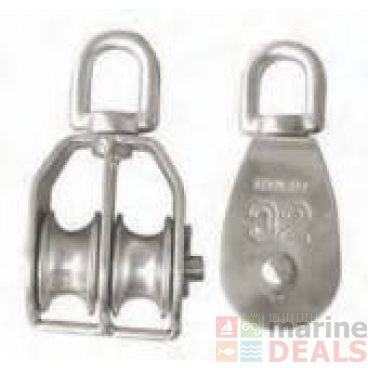 Cleveco AISI 316 Block Single Sheave with Becket Swivel Eye 32mm