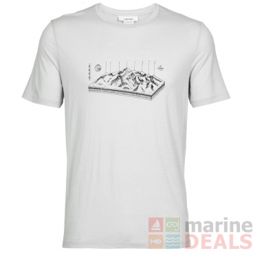 Icebreaker Merino Tech Lite II Mens T-Shirt Alps 3D Light Grey 2XL