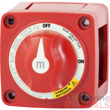 Blue Sea M-Series Mini Dual Circuit Plus Battery Switch 300A On/Off Red