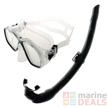 Sea Harvester Silicone Freedive Mask and Snorkel Set Black/Clear