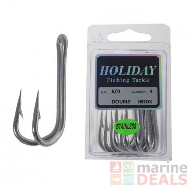 Holiday Stainless Steel Double Hook 8/0 Qty 4
