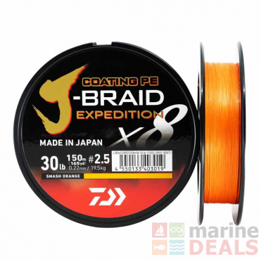 Daiwa X8 J-Braid Expedition Smash Orange 150m