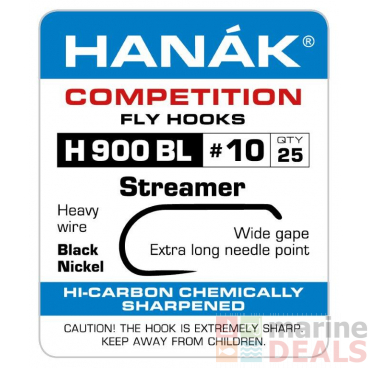 HANAK Competition H900BL Barbless Hooks #10 Qty 25