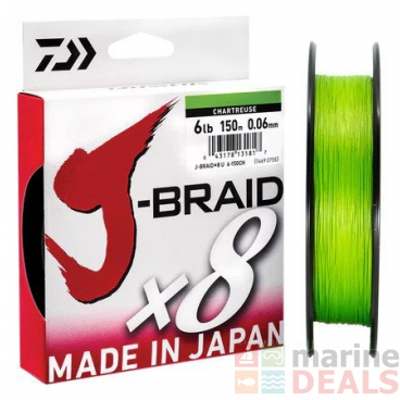 Daiwa X8 J-Braid Chartreuse 3000m 80lb