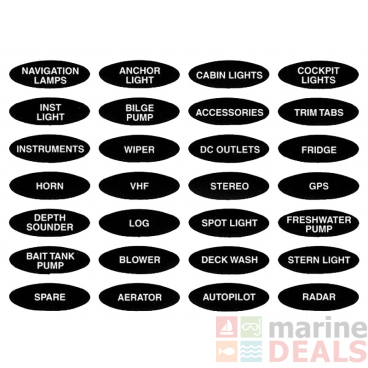 Labels for BEP Marine Splash-Proof Switch Panels