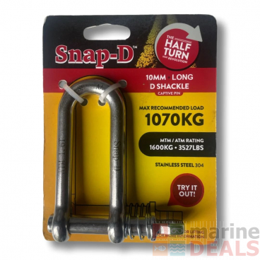 Snap-D 304 Stainless Steel Long D-Shackle 10mm 1070kg
