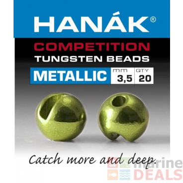 HANAK Competition METALLIC+ Tungsten Beads Olive Qty 20