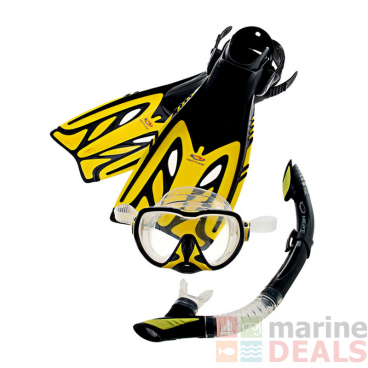 Neptune Aggressor Adult Mask Snorkel Fins Set Yellow Small