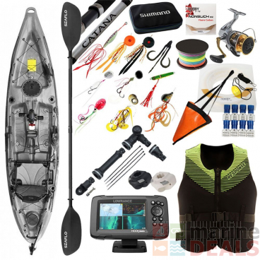 Pro Kayak Fishing Package with Pedal Assist and GPS Charplotter Fishfinder 6ft 3in 5-8kg 2pc