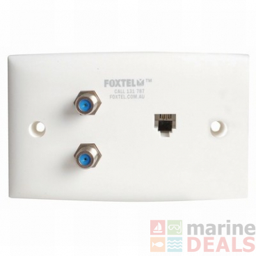 Foxtel Approved 2 X F61 and RJ12 Socket Wall Plate