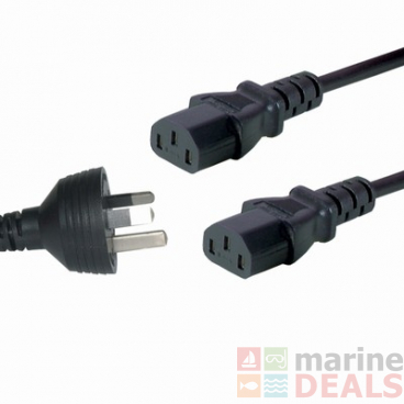 3pin Mains Plug to 2x IEC C13 Female - 1.8m