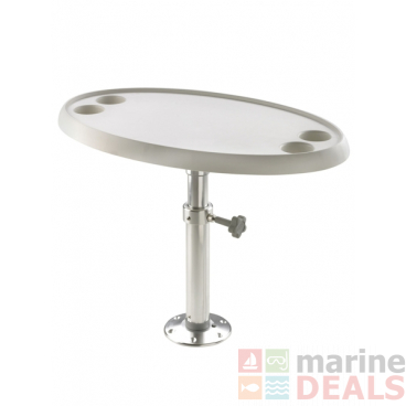 V-Quipment Adjustable Height Oval Table with Removable Pedestal and Base Plate 50-70cm