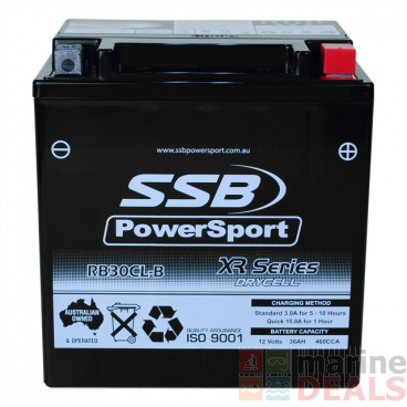 SSB RB30CL-B XR PowerSport Motorcyle/Jetski AGM Battery 12V 30Ah