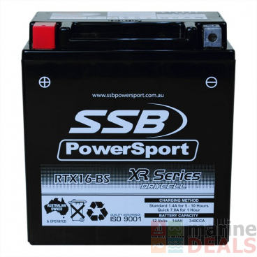 SSB RTX16-BS XR PowerSport Motorcyle/Jetski AGM Battery 12V 14Ah