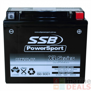 SSB RTX20L-BS XR PowerSport Motorcyle/Jetski AGM Battery 12V 18Ah