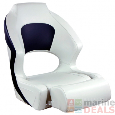 Springfield Deluxe Sport Flip-Up Boat Seat White/Navy Blue