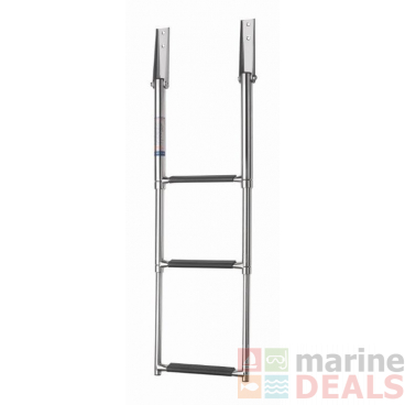 V-Quipment 3-Step Telescopic Stainless Steel Boarding Ladder with Black Grips