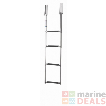 V-Quipment 4-Step Telescopic Stainless Steel Boarding Ladder with Black Grips