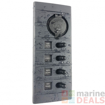Connex 4 Way Plus Backlit Marine Switch Panel with 12V Socket