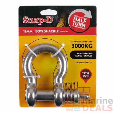Snap-D 304 Stainless Steel Bow Shackle 19mm 3000kg