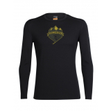 Icebreaker Mens Merino Oasis Long Sleeve Crewe Shirt Ski Crest Black XL