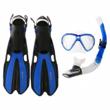 Mares Marlin and Volo Adult Dive Mask Snorkel and Fins Set Blue M/L