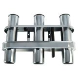 Polished Stainless Triple Rod Holder with Tool Storage