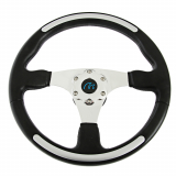 VETUS Three Spoke Sport Steering Wheel 35cm Black with Aluminium