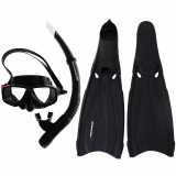Mirage Barracuda Adult Dive Mask Snorkel and Fins Set Black