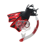 Mirage Crystal Junior Mask Snorkel and Fins Set Red S/M