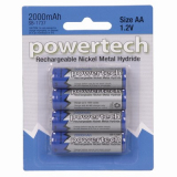 Powertech AA Rechargeable Ni-MH Battery 2000mAh 4-Pack