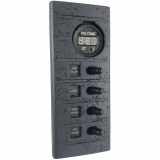 Connex 4 Way Plus Backlit Marine Switch Panel with Voltmeter