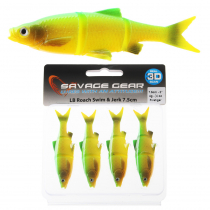 Savage Gear 3D LB Roach Swim N Jerk Soft Bait 7.5cm Fire Tiger Qty 4
