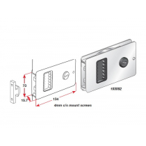 Southco Flush Sliding Or Bi-Fold Door Lock - Clear Anodised Aluminium