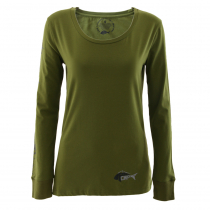 Fisherchick Te Moko Marlin Womens Long Sleeve Shirt Army Green Large