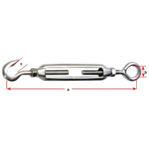 Stainless Steel Hook and Eye Open Body Turnbuckles - M12