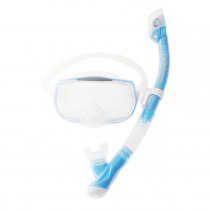 TUSA Sport Imprex 3-D Silicone Dry Adult Dive Mask and Snorkel Set Fishtail Blue