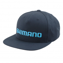 Shimano Flat Peak Blue Rubberised Logo Cap Black