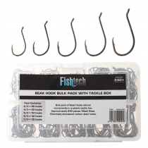 Fishtech 240-Piece Assorted Beak Hook Bulk Pack with Tackle Box