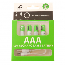 USB Rechargeable AAA Lithium Battery 1.5V 4-Pack