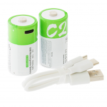 USB Rechargeable C Lithium Battery 1.5V 2-Pack