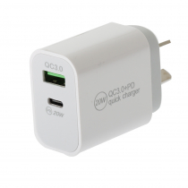 Fast Charger for USB and Type C Devices 20W