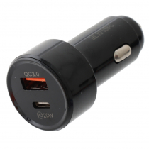 Vehicle Fast Charger for USB and Type-C Cables 20w 12v or 24v 
