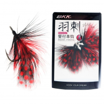 BKK Quills Feathered Assist Hook Red/Black Dotted Qty 4