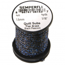 Semperfli Peacock Quill Subs Flat Braid 1.5mm Black Peacock