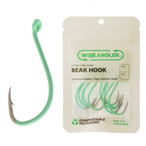 Wise Angler Extra Long Point Beak Hooks Lumo Green