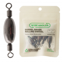 Wise Angler Barrel Brass Weight Rolling Swivels Size 3 Qty 5